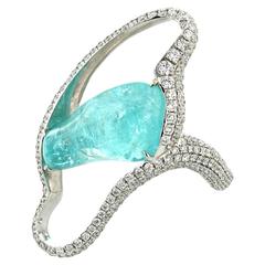 Ring White Gold 18 Karat Paraiba Tourmaline 10.59 Carat 5