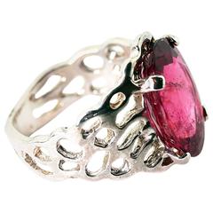 Huge Beautiful Rubelite Tourmaline Sterling Silver Ring 4