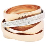 Ferrucci Diamond Rose and White Gold Wide Band 