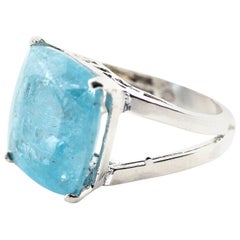 Unique Super Large Beautiful Blue Aquamarine Sterling Silver Ring
