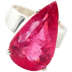 AJD "Too Big to Wear" Unique 15 Ct  Pink Tourmaline Silver Cocktail Ring