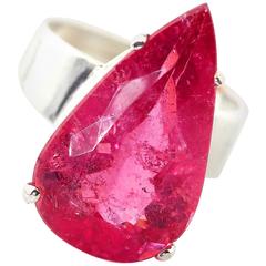 Pink Glittering Tourmaline Sterling Silver Ring 12