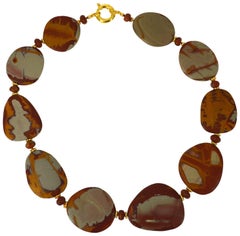 Halskette mit natürlichem, mattem australischem Noreena Jaspis Mookait Gold