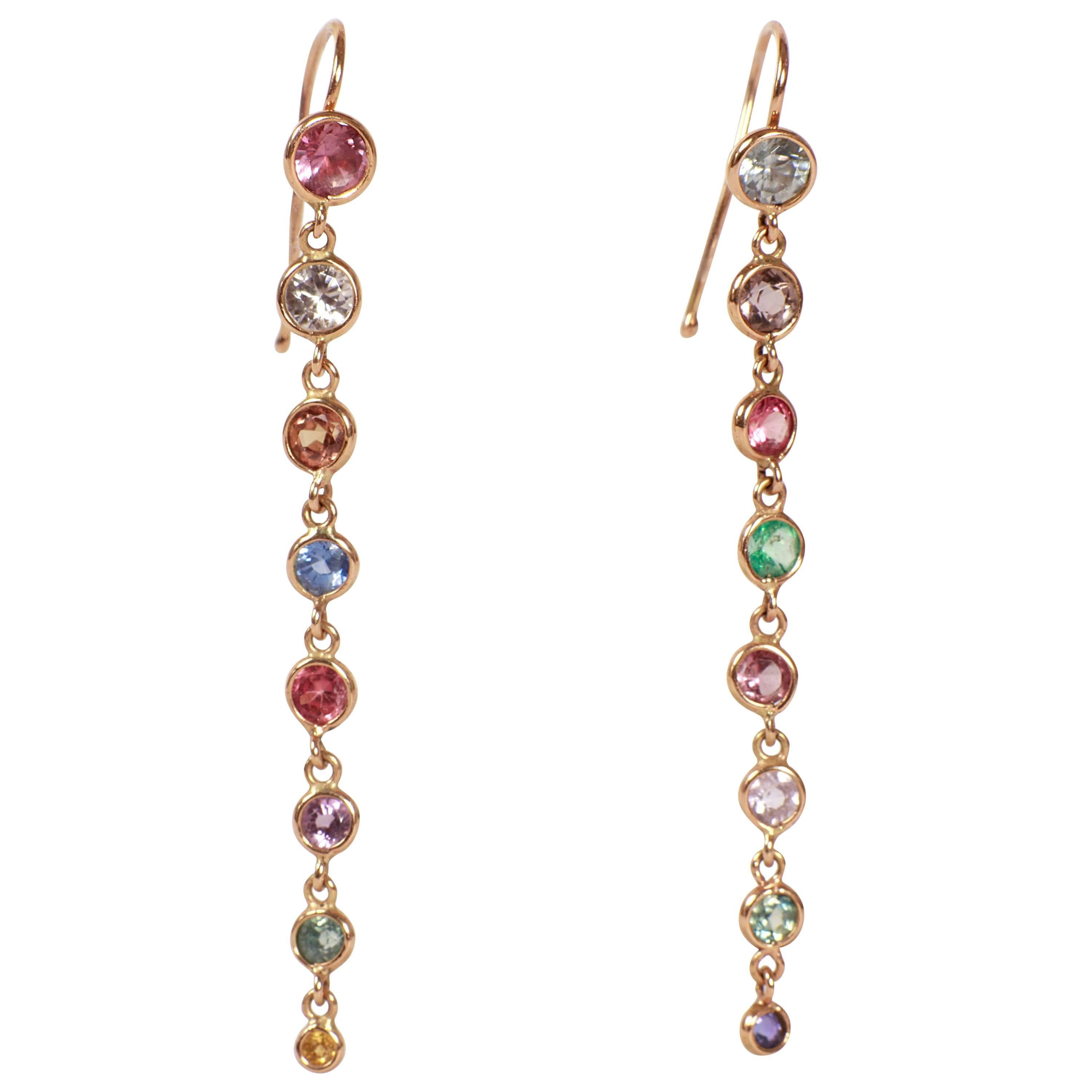 Marion Jeantet Multicolored Rainbow Sapphires Earrings
