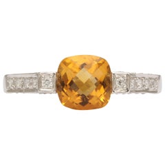 Lovely Citrine and White Gold Ring