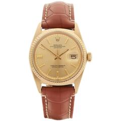 Retro Rolex Datejust 18 Karat Yellow Gold Unisex 1601, 1971