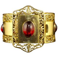 Antique Victorian Large Gold Bracelet Gold Gilt Cabochon Stones For ...