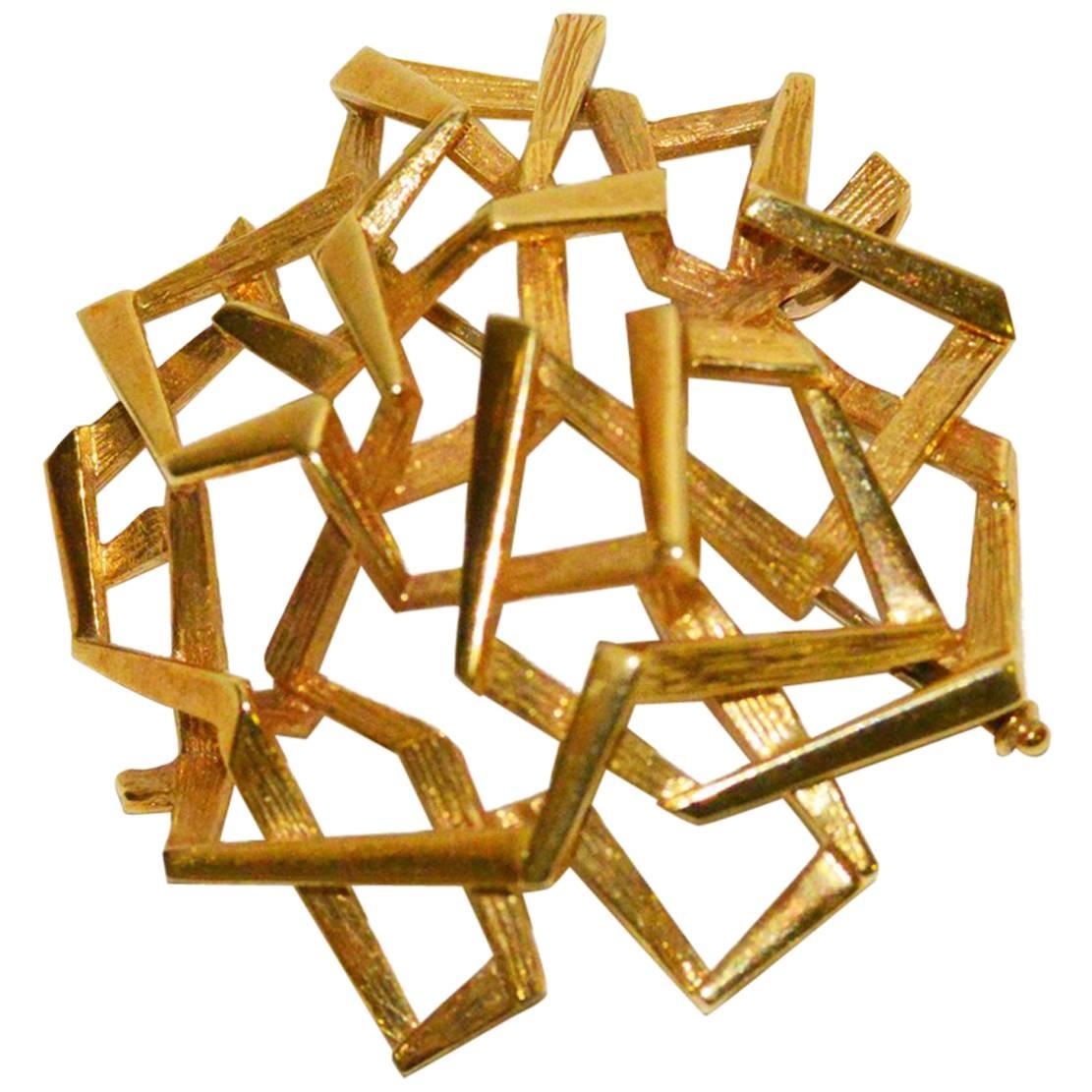 Marcus & Co. Gold Freeform Brooch For Sale