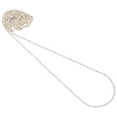 Edwardian Pearl Diamond Platinum Long Chain Necklace 8