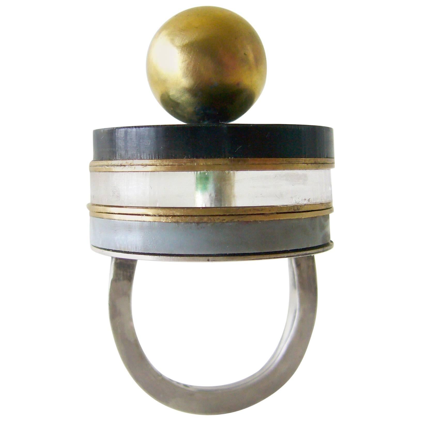 Heidi Abrahamson Sterling Silver Brass Acrylic Ring