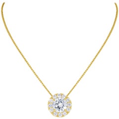 3.18 Carat Light Yellow Diamond Halo Necklace 3