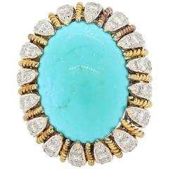 Turquoise Diamond Gold Cocktail Ring