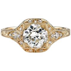 GIA certified Old European Cut Diamond Yellow Gold Engagement Ring 8