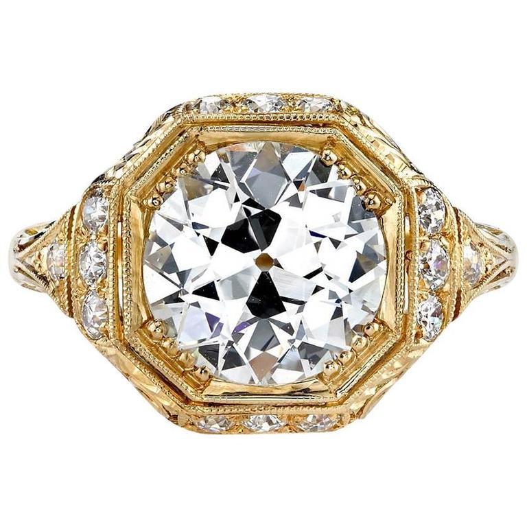 Yellow Gold Lozenge Cut Diamond Ring at 1stdibs
