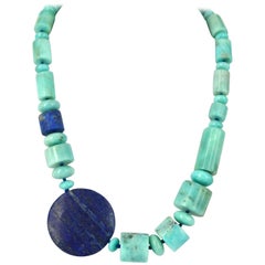 Decadent Jewels Natural Amazonite Lapis Lazuli Silver Necklace