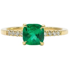 Cushla Whiting 0.89 Carat Muzo Emerald, Diamond & 18 Karat Gold Engagement Ring