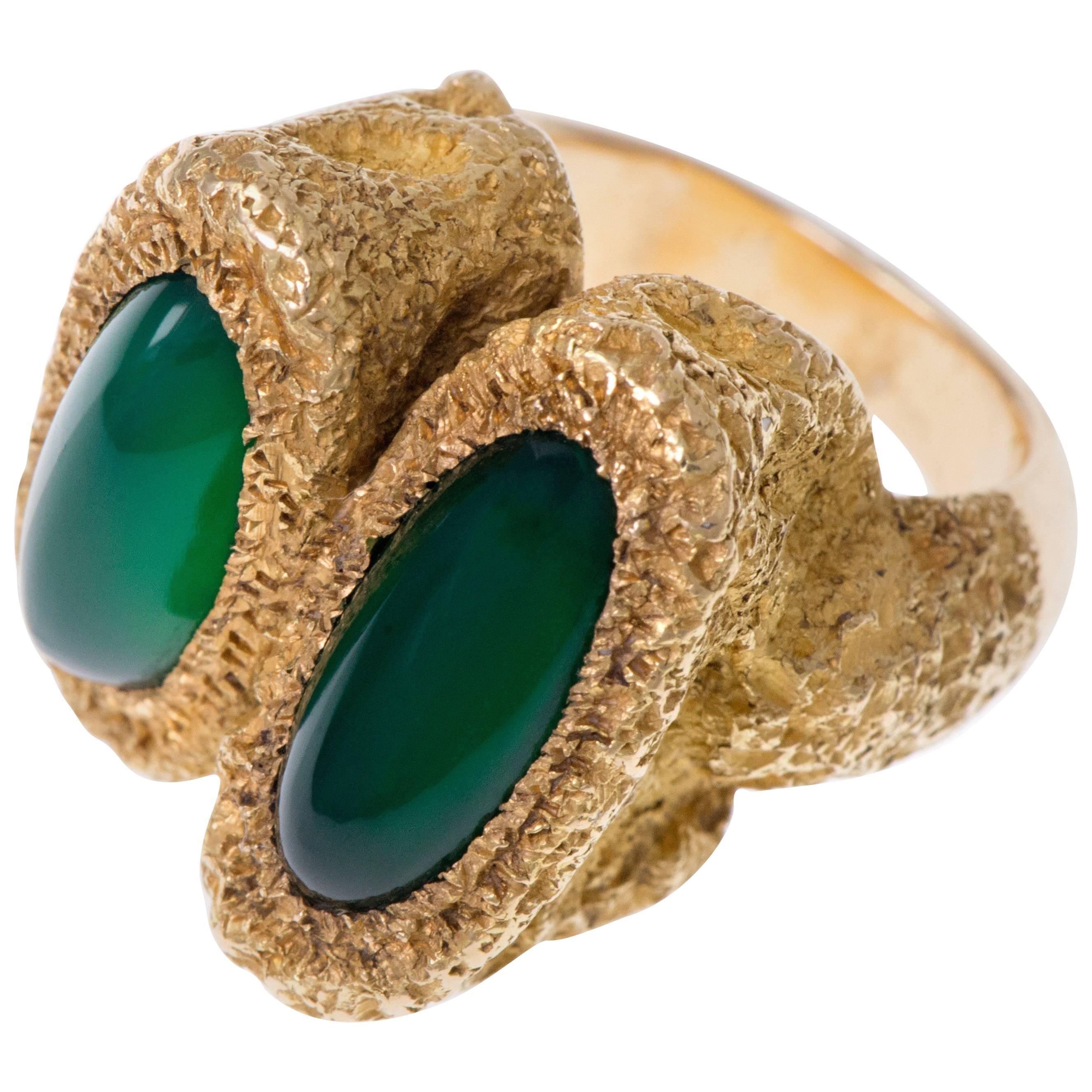 1970s Chaumet Chrysoprase and Gold Ring