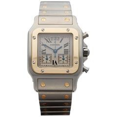 Cartier Santos Galbee Chronograph Stainless Steel 18 Karat Yellow Gold 2425