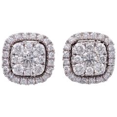 Cluster Diamond White Gold Stud Earrings 12