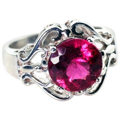AJD Gorgeously Glittering 2.74 Ct ReddishPink Tourmaline Silver Cocktail Ring