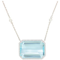 Frederic Sage 29.44 Carat Aquamarine Diamond Pendant Necklace