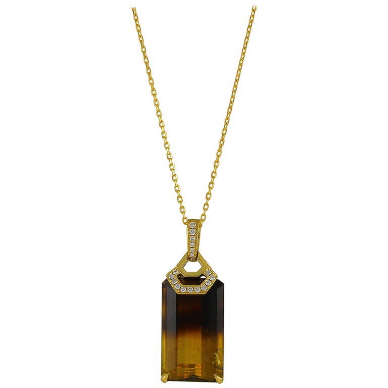 Frederic Sage 38.22 Carat Bi Color Tourmaline Pendant Necklace For Sale