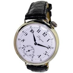 Longines Nickel Enamel Dial Military Campaign Style Manual Wind Wristwatch 6