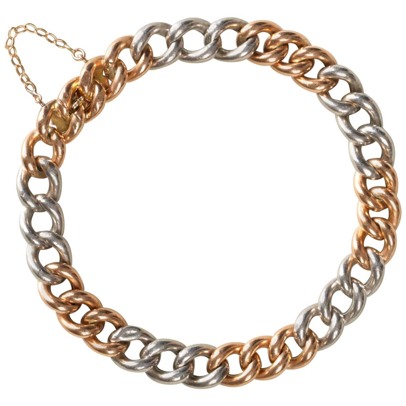 Victorian Gold and Platinum Curb Link Bracelet