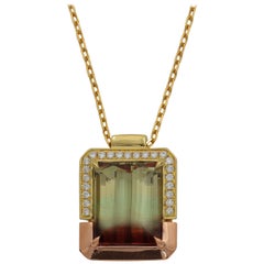 Frederic Sage 8.05 Carat Bicolor Tourmaline Pendant Necklace