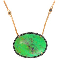 Frederic Sage 28.27 Carat Green Turquoise Diamond Pendant Necklace