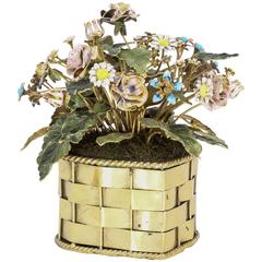 Cartier Enamel Gilt Silver Flower Basket 10