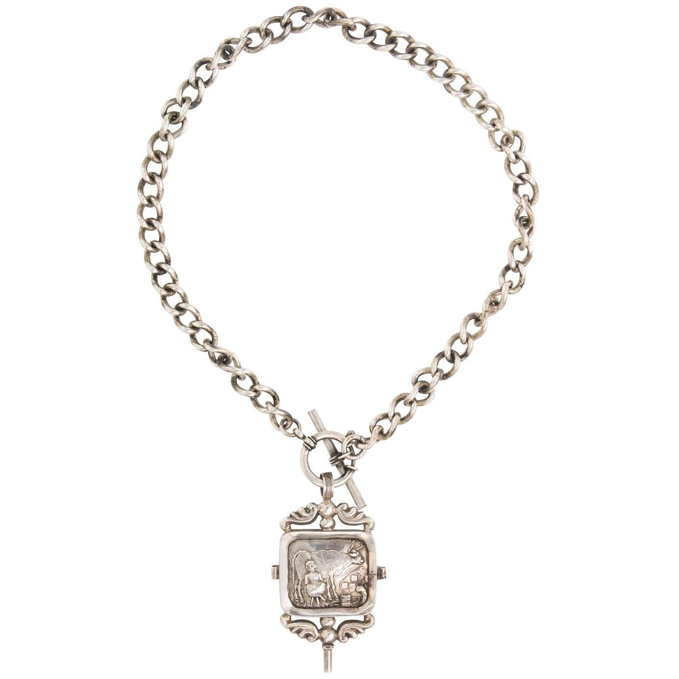 Sterling English Watch Key Necklace