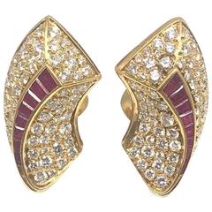 Van Cleef & Arpels Diamond Ruby Gold Earrings