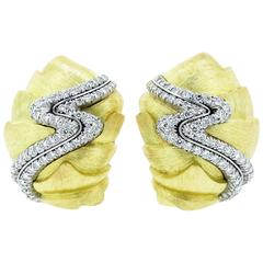 Sculptural Henry Dunay Cynnabar Collection Diamond Earrings 1