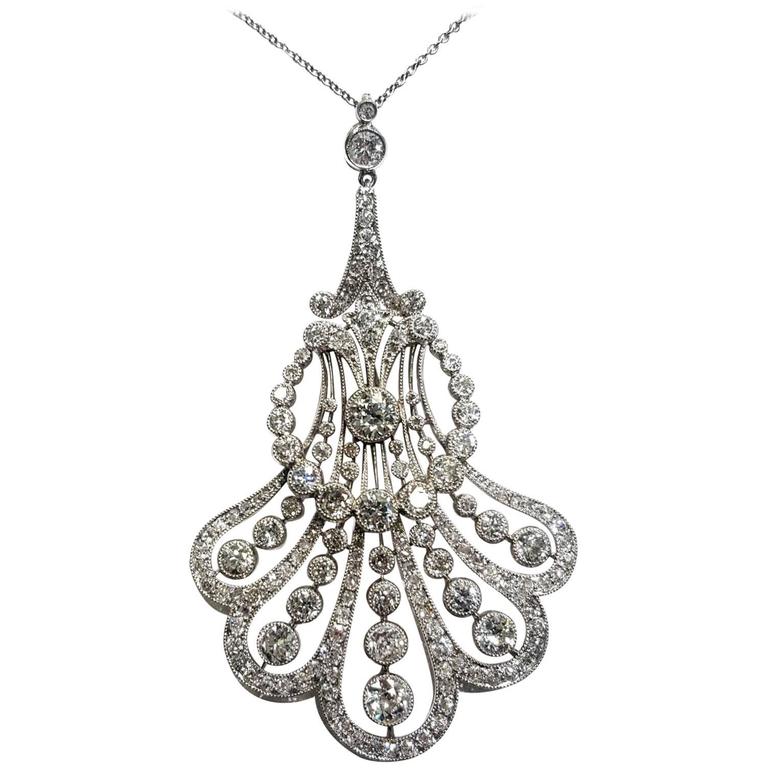 Antique Diamond Platinum Pendant at 1stDibs