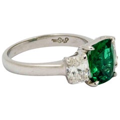 J B Star 1.80 Carat Emerald Diamond Platinum Engagement Ring