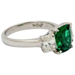 J B Star 1.80 Carat Emerald Diamond Platinum Ring 11