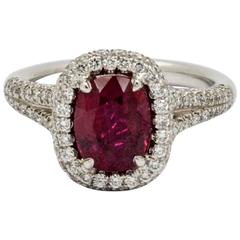 J B Star 2.10 Carat Cushion Cut Ruby Diamond Ring 12