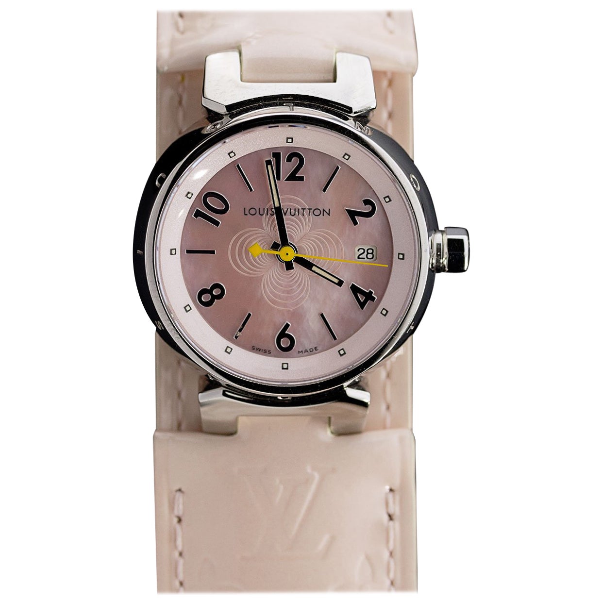 Louis Vuitton Tambour Watch with Mother of Pearl Watch Ref. 2581 at 1stDibs
