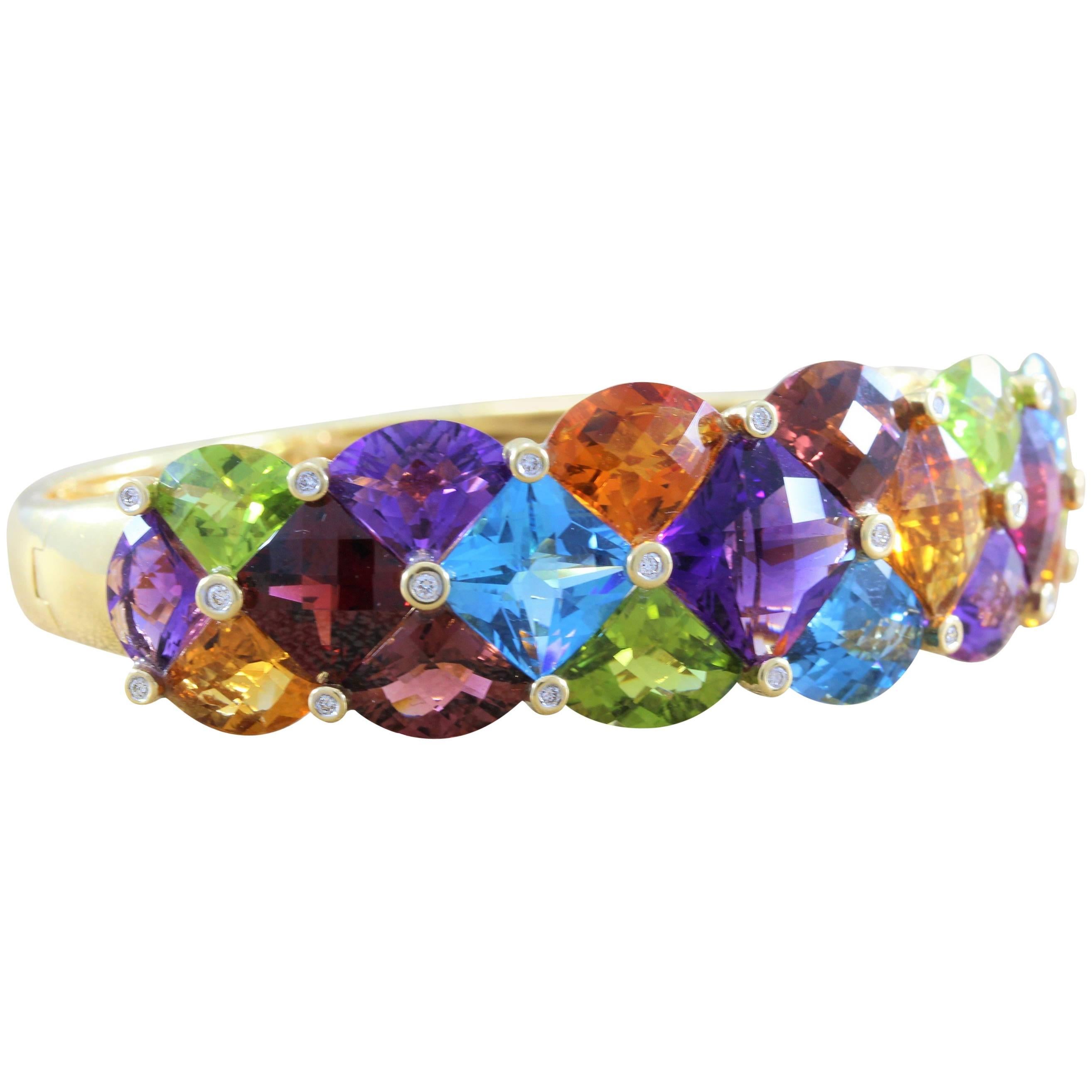 Bellarri Diamond Multi-Color Gemstone Gold Bracelet