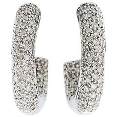 1 Carat Pave Diamond White Gold Inside Out Hoop Earrings