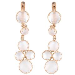 Pair of Moonstone Yellow Gold Drop Earrings 1