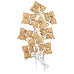 1980s Buccellati Bicolored Gold Leaf Brooch 12