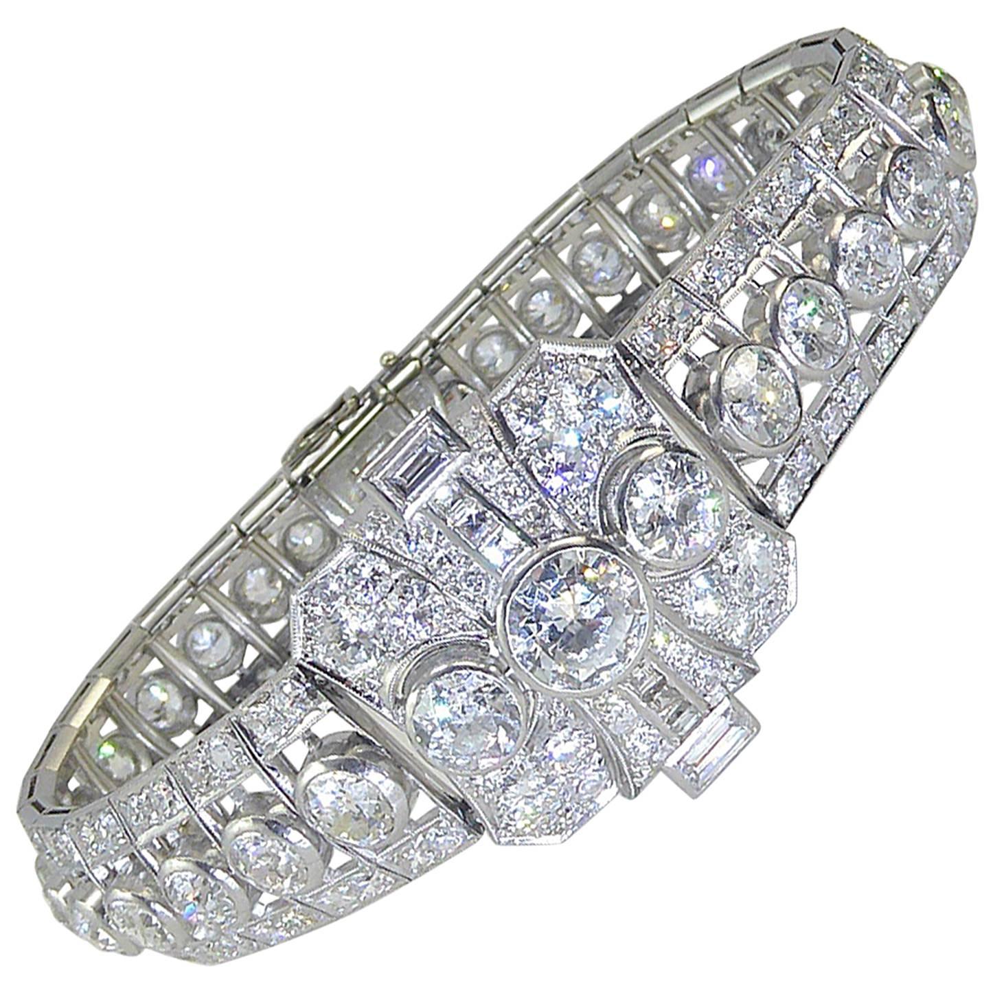 Art Deco Diamond Bracelet, Old Cut Diamonds, 16 Carat