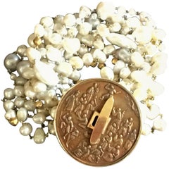 Freshwater Pearls Antiques Indian Gold Faced Beads Coin Bracelet 6