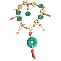 Kyushu Neckalce Coral Jade Malachite Coral Diamonds Jasper