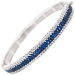 Sapphire Diamond White Gold Bangle Bracelet