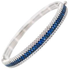 Sapphire Diamond White Gold Bangle Bracelet 10