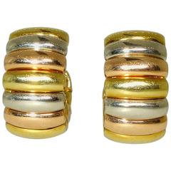 Van Cleef & Arpels France Three Color Gold Earrings 