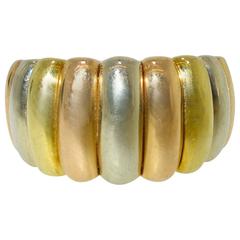 Van Cleef & Arpels France Tricolor Wide Band Gold Ring 10
